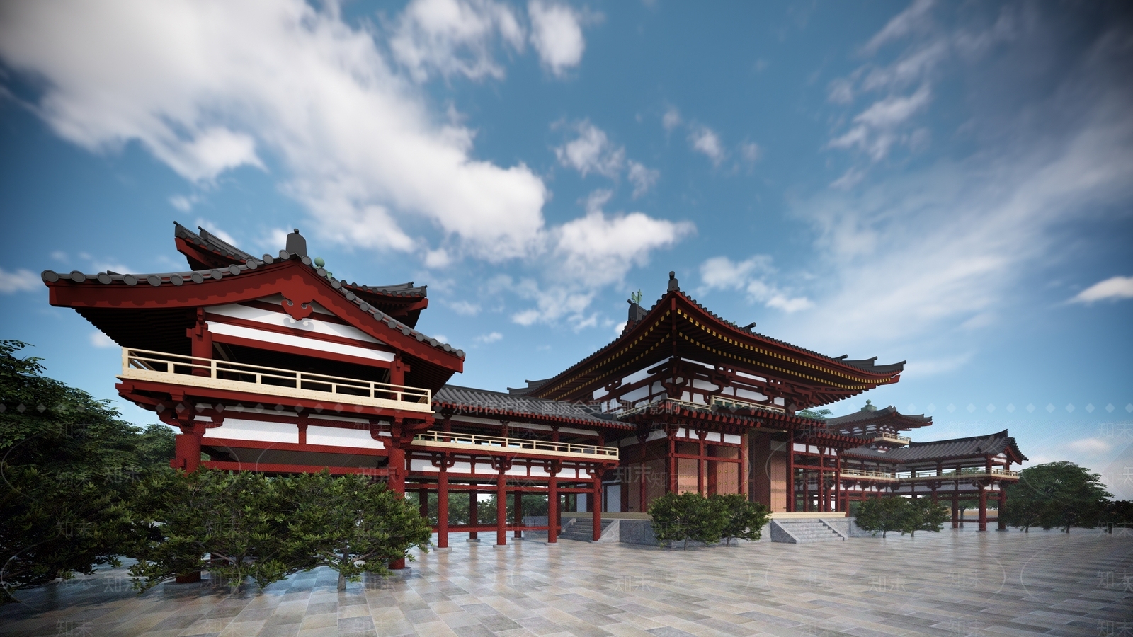 中式寺庙建筑SU模型下载【ID:1135643494】