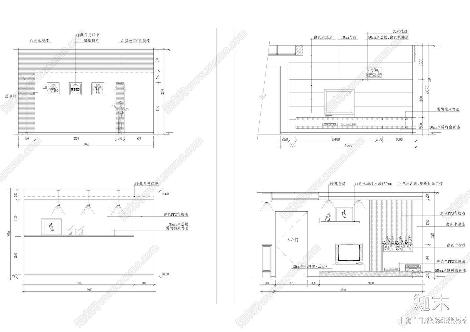 190套家装客厅餐厅立面图cad施工图下载【ID:1135643555】