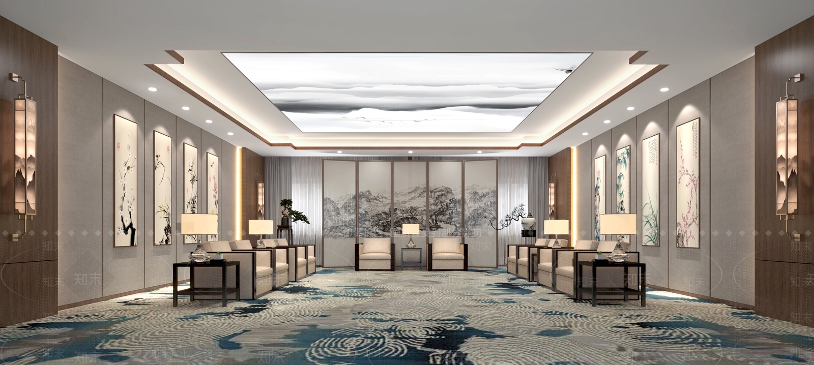 新中式会客厅3D模型下载【ID:1135651896】