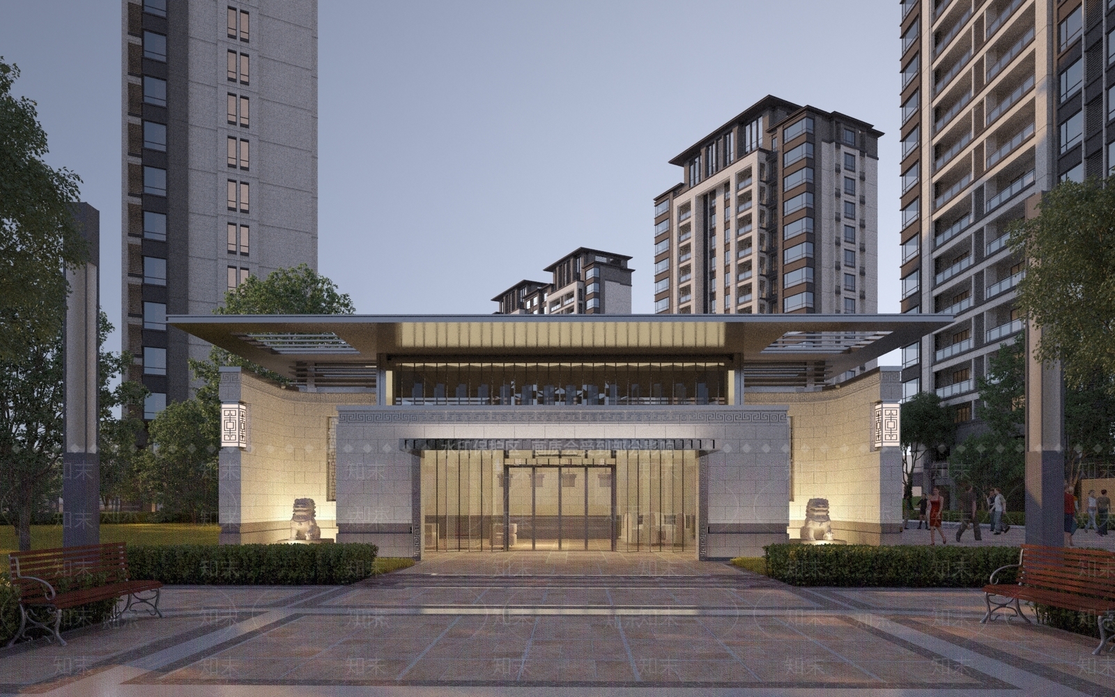现代小区入口大门3D模型下载【ID:1135654076】
