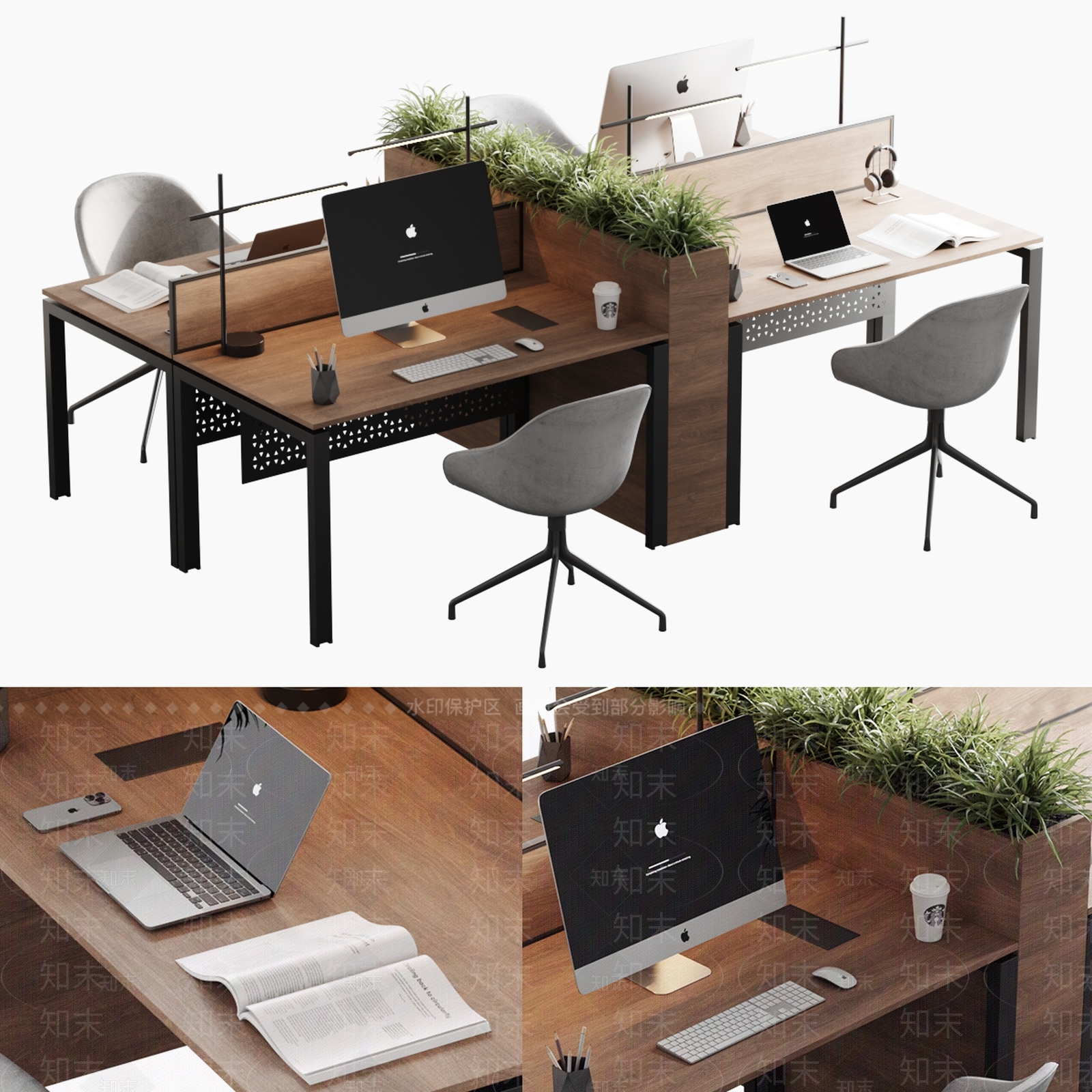 现代办公桌椅组合3D模型下载【ID:1135654888】