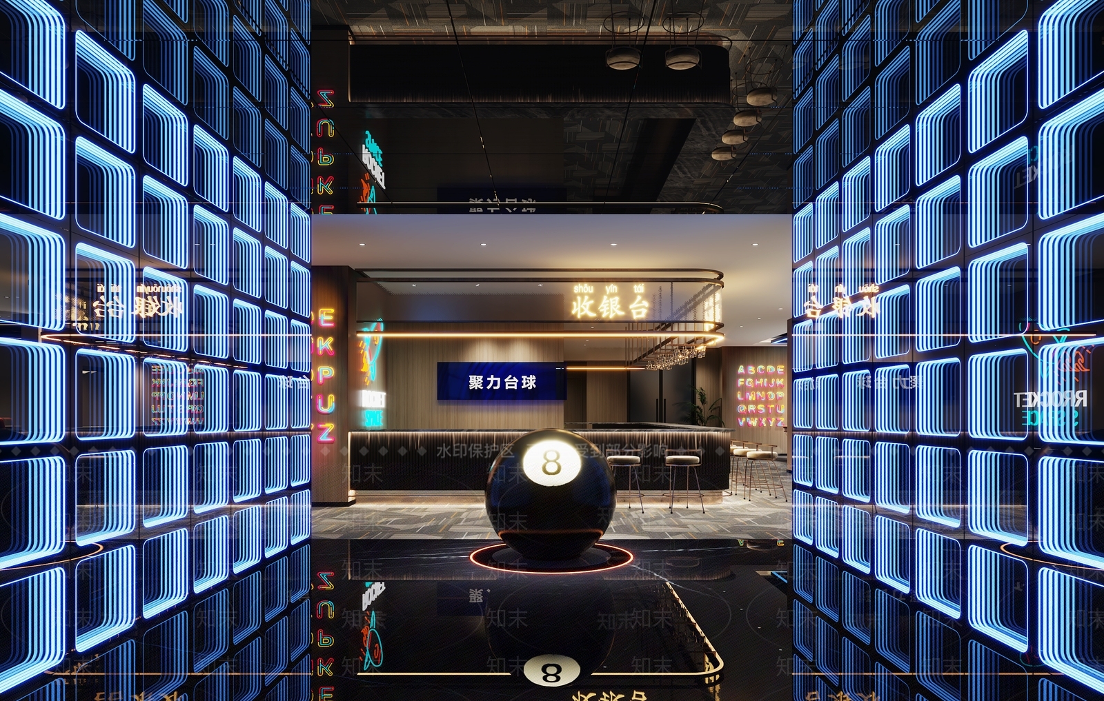 现代台球室3D模型下载【ID:1135656164】