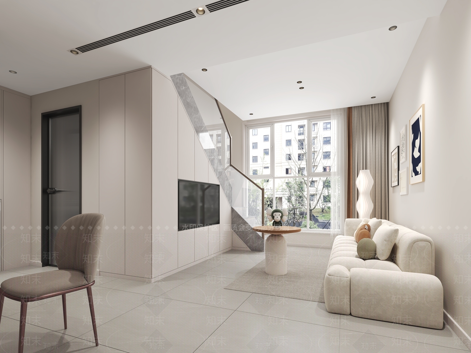 现代单身公寓客餐厅3D模型下载【ID:1135657909】