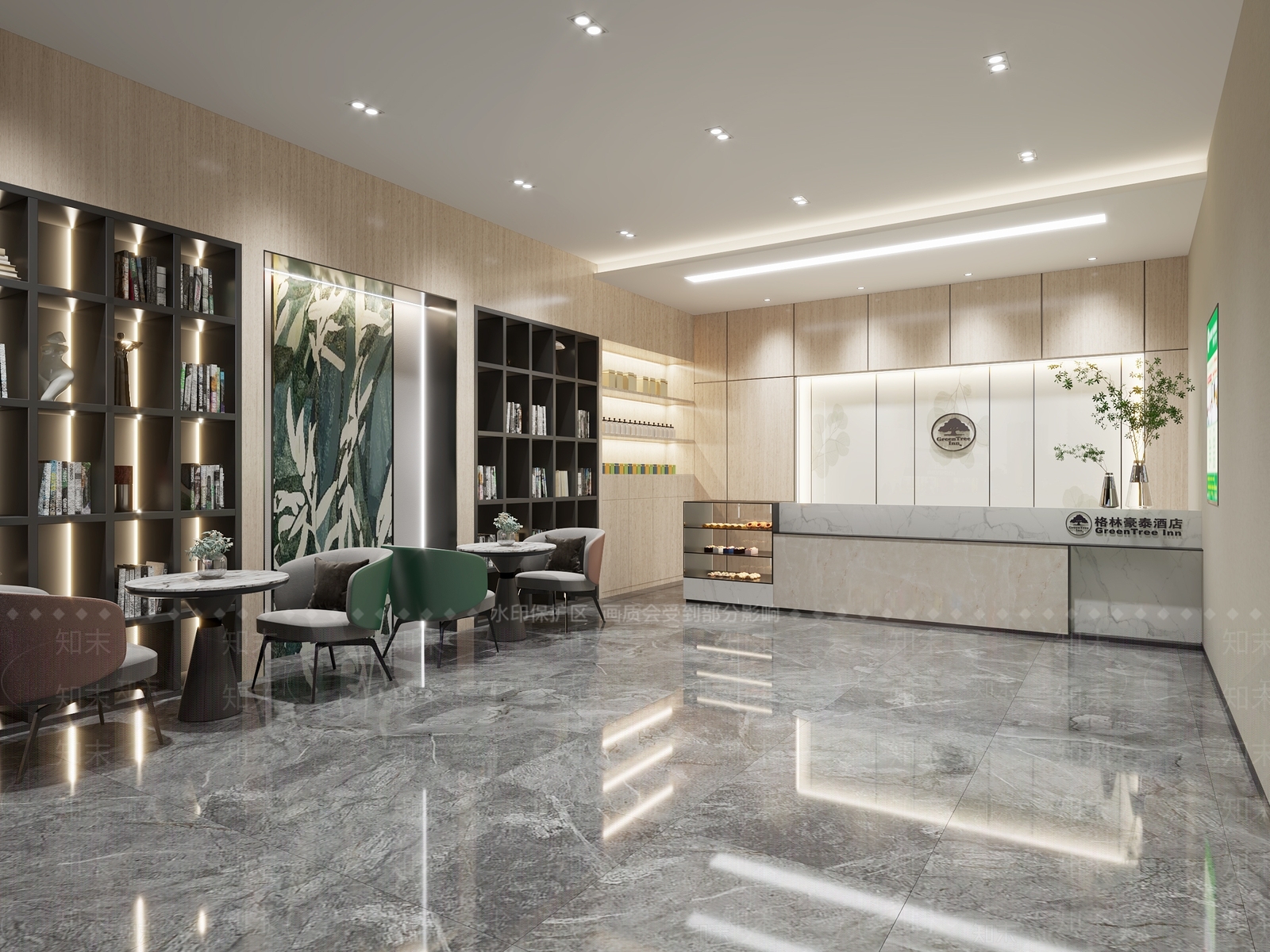 现代宾馆大厅3D模型下载【ID:1135658093】