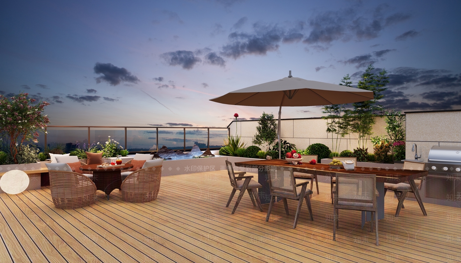 现代别墅屋顶花园3D模型下载【ID:1135661097】