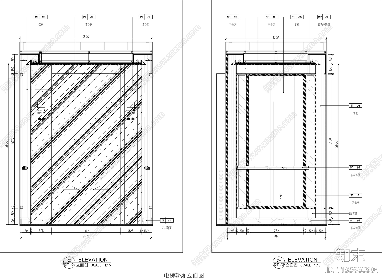 电梯轿厢详图cad施工图下载【ID:1135660904】