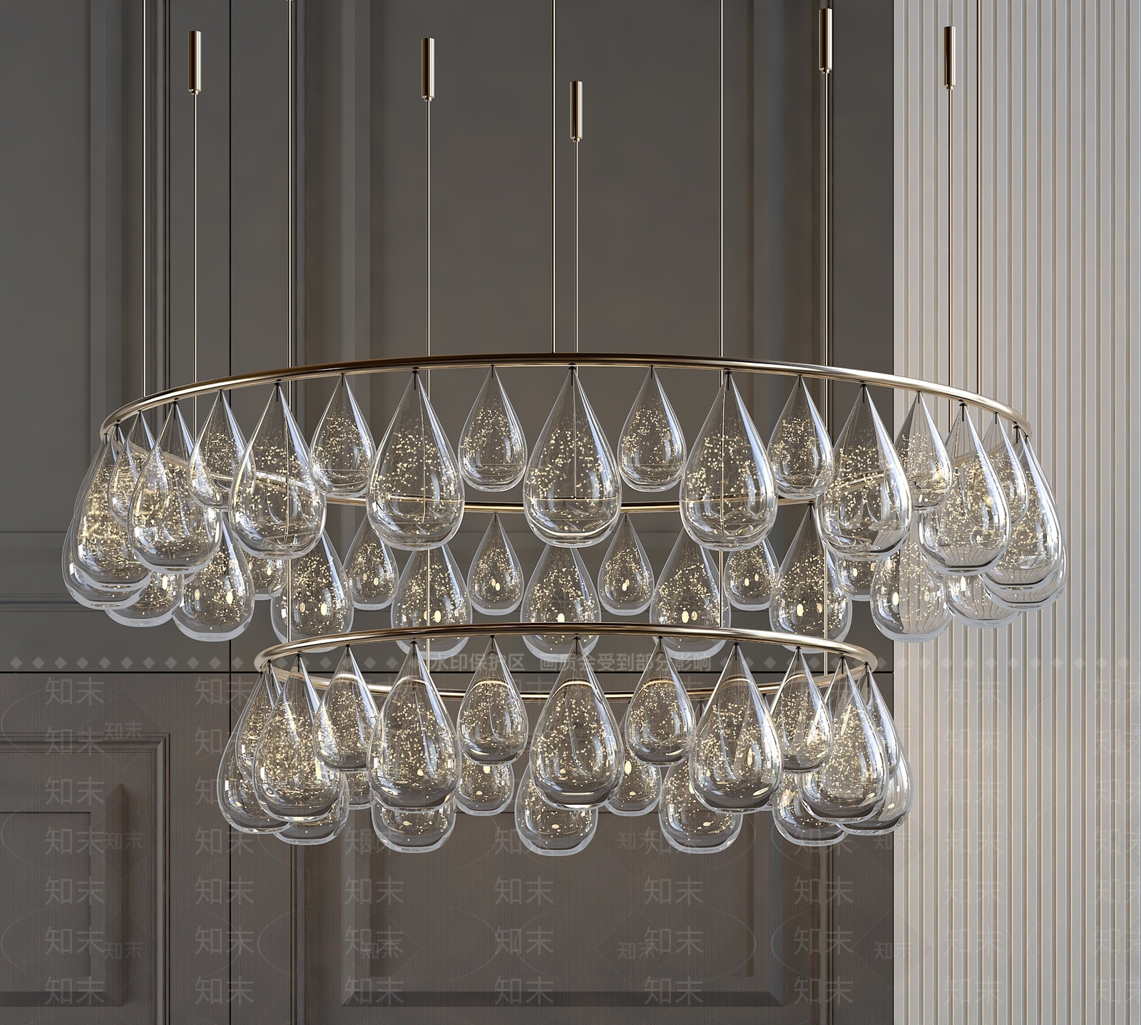 现代装饰水晶吊灯3D模型下载【ID:1137249200】_知末3d模型网