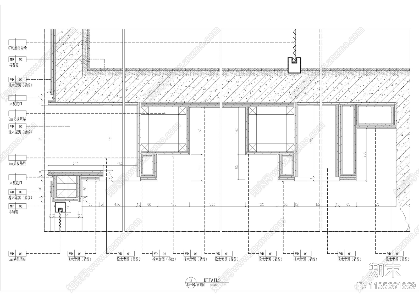 背景墙及墙身大样图cad施工图下载【ID:1135661869】