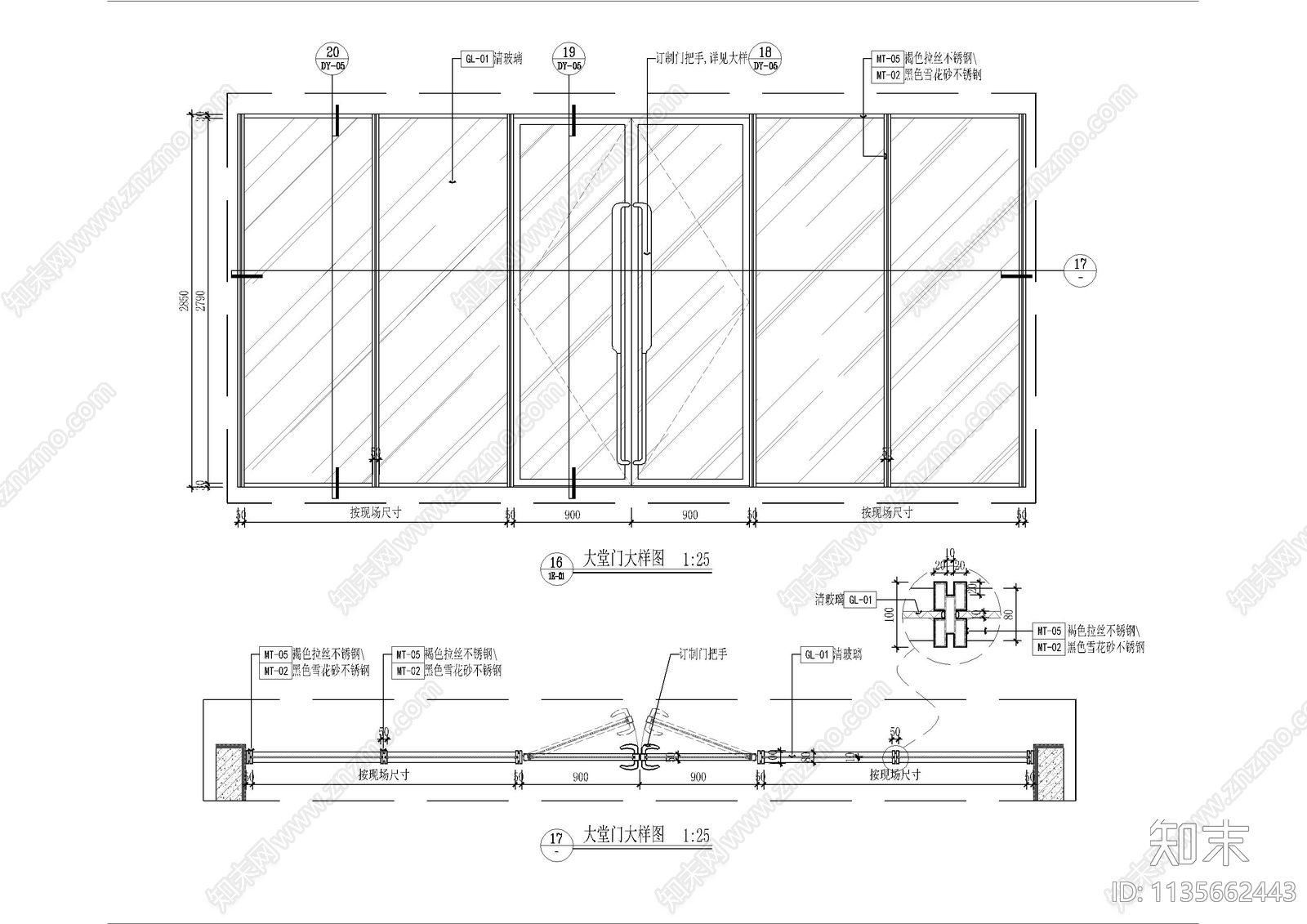 电梯厅门墙身通用大样图cad施工图下载【ID:1135662443】