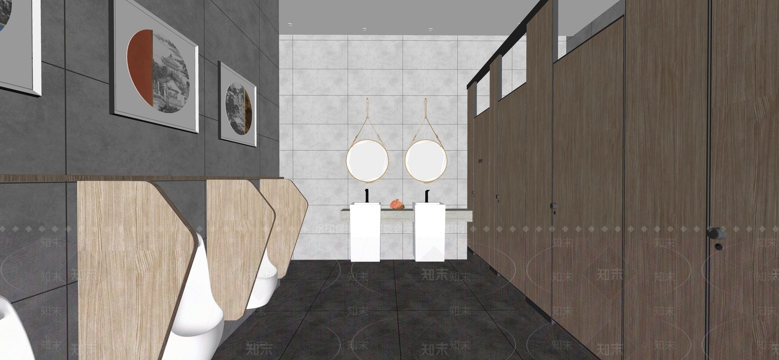 现代公共卫生间SU模型下载【ID:1135665974】