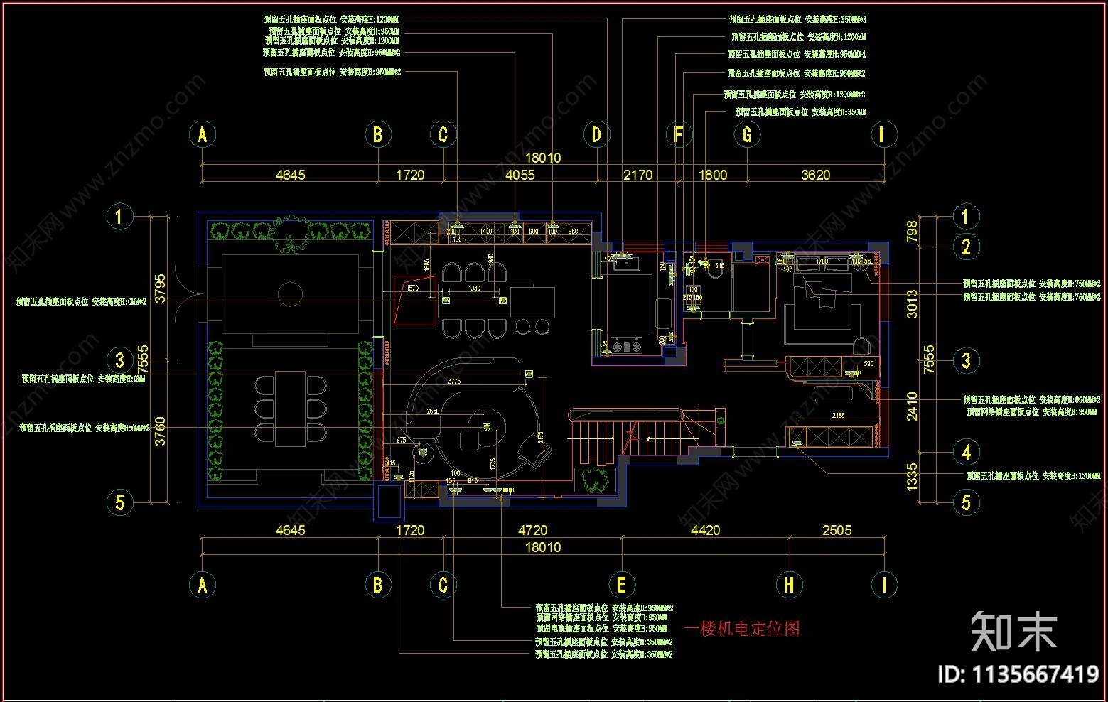 轻奢别墅效果图cad施工图下载【ID:1135667419】