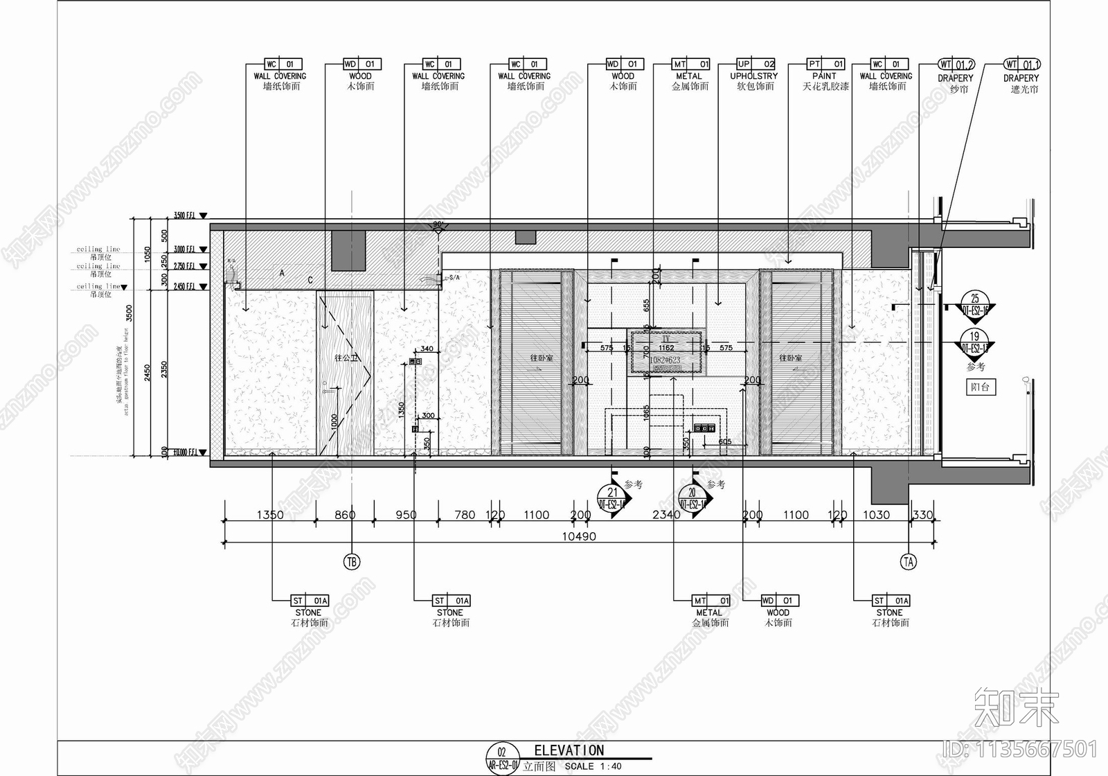 120㎡酒店行政套房客房cad施工图下载【ID:1135667501】