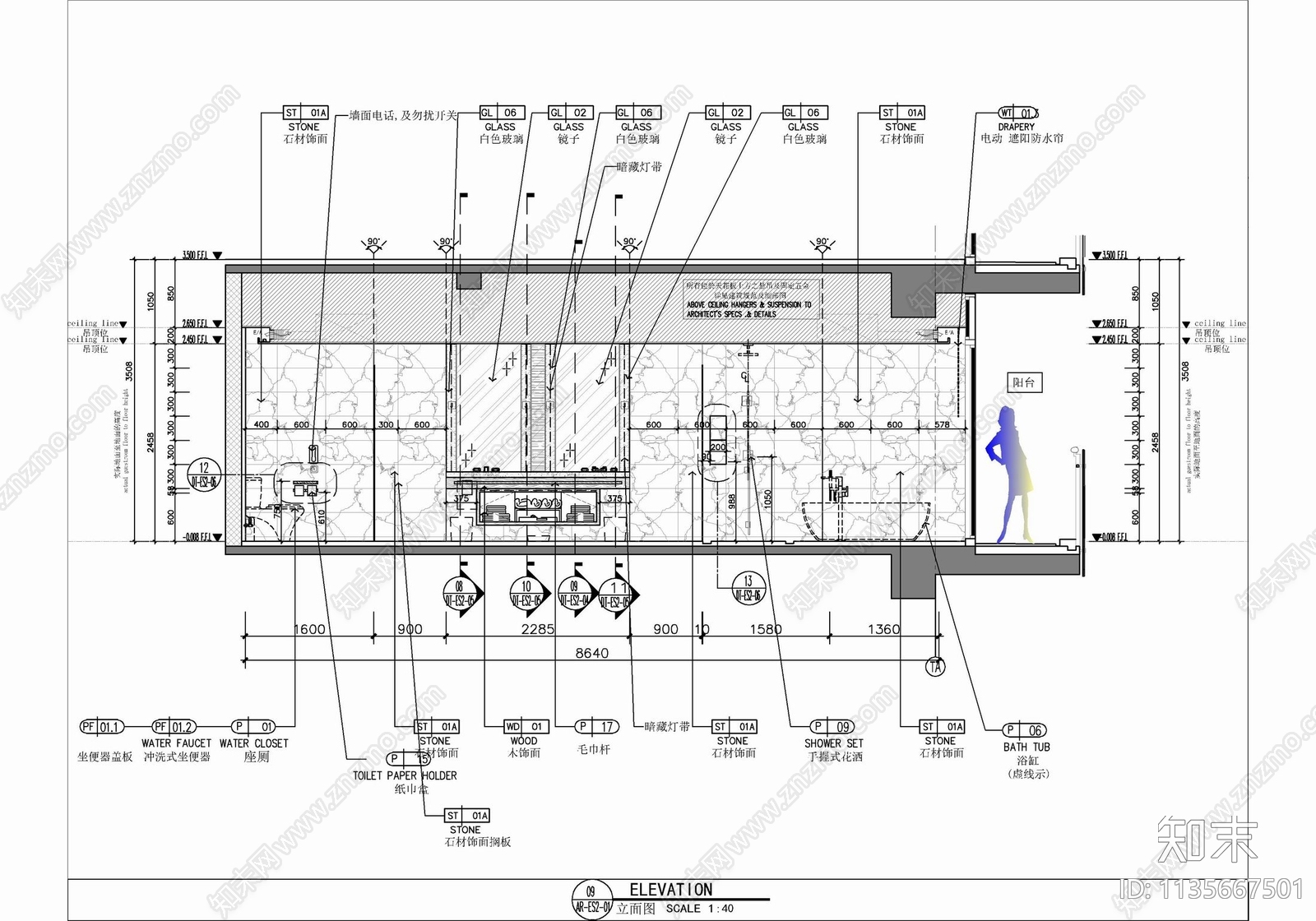 120㎡酒店行政套房客房cad施工图下载【ID:1135667501】