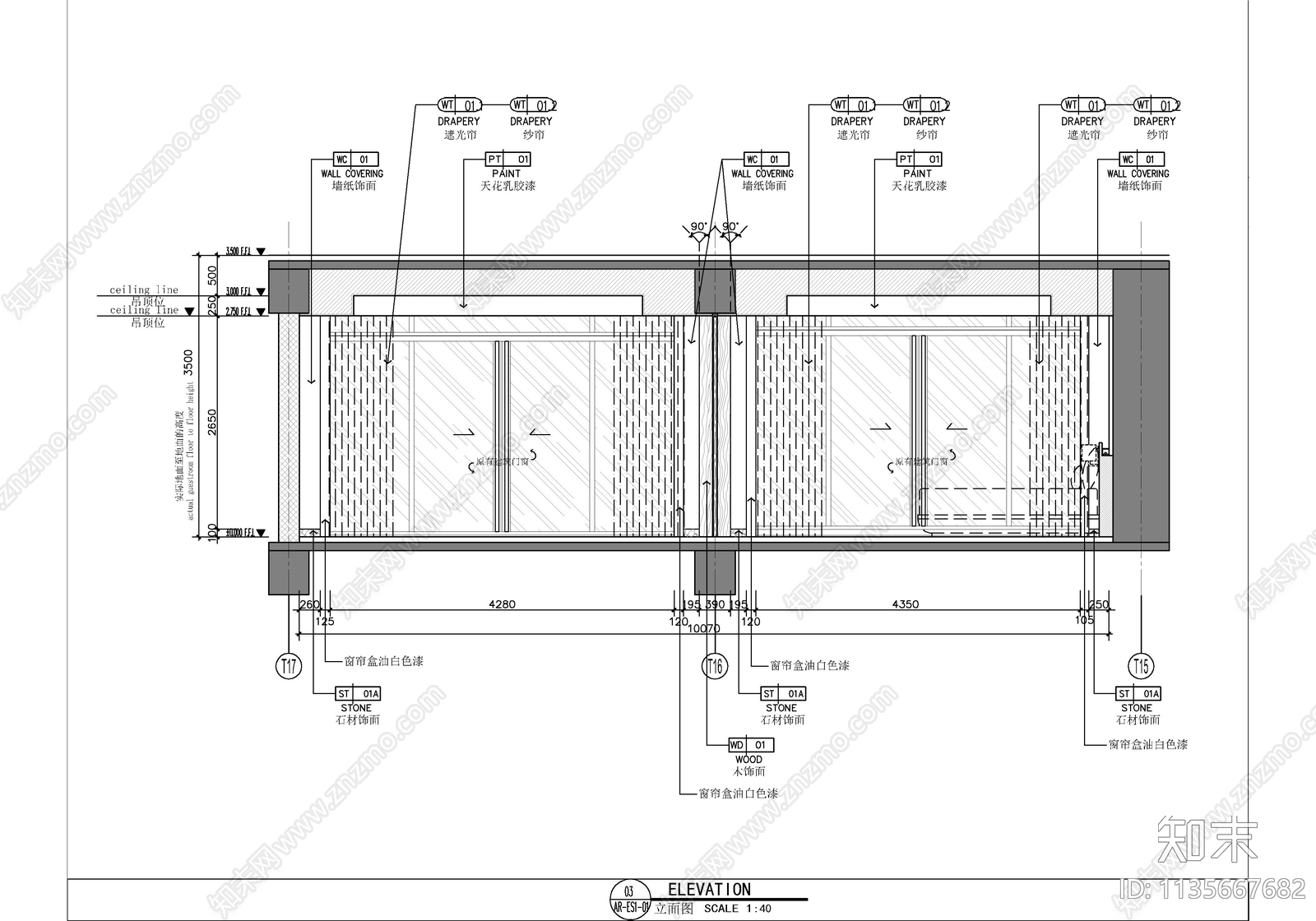 120㎡酒店行政套房客房cad施工图下载【ID:1135667682】