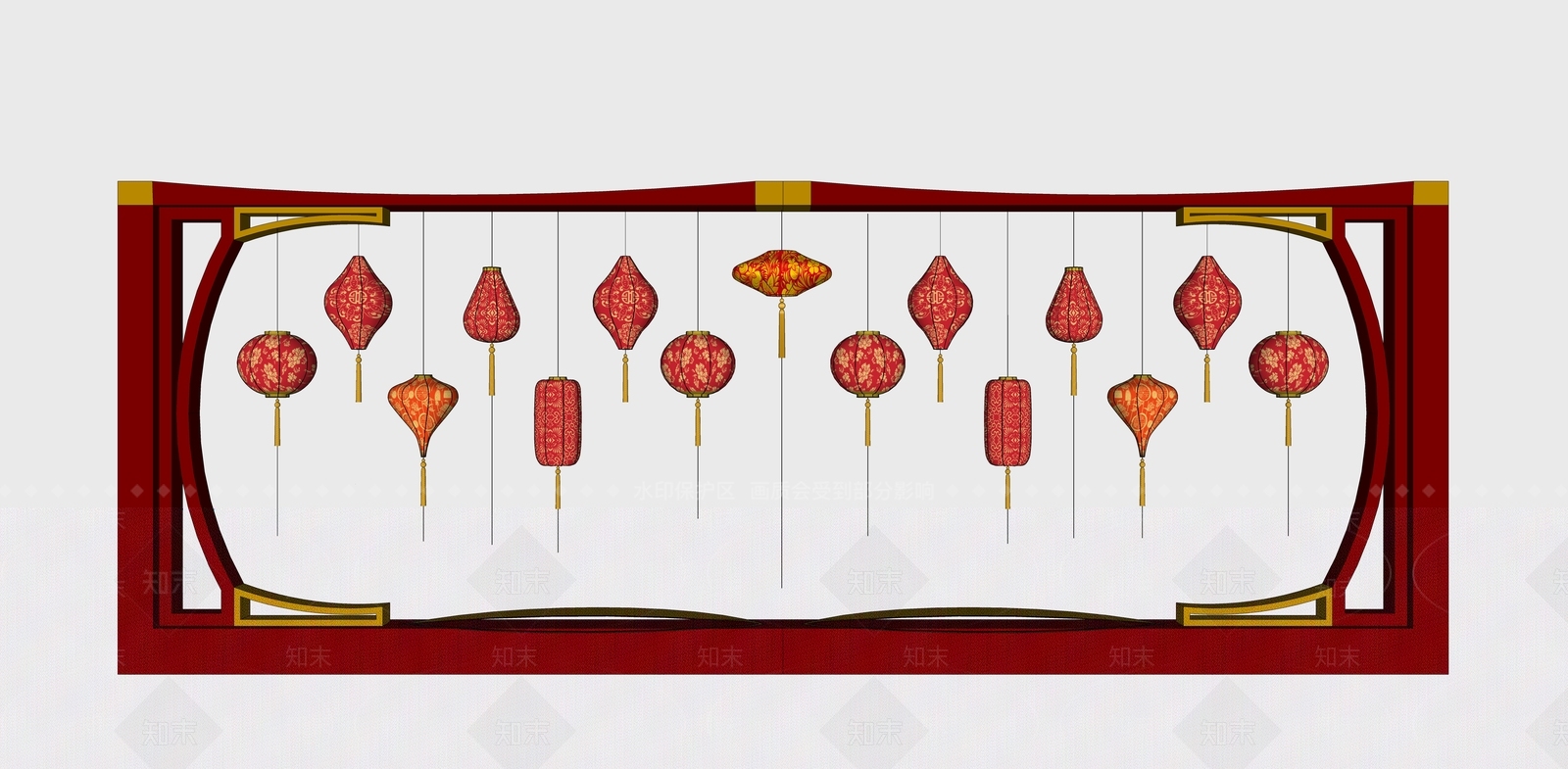 中式灯笼SU模型下载【ID:1135669730】