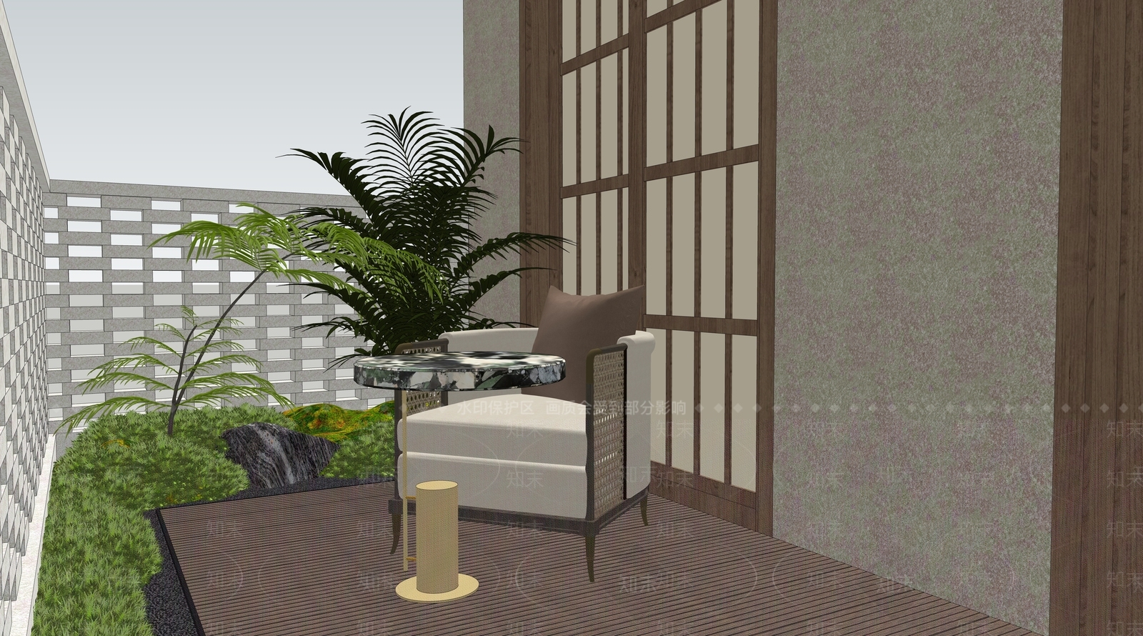 现代阳台SU模型下载【ID:1135672442】