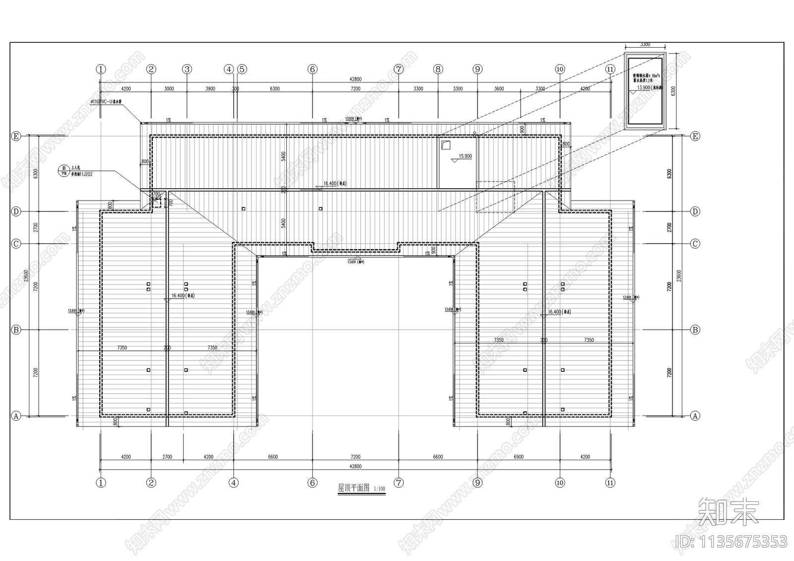 石沱福利院建筑cad施工图下载【ID:1135675353】