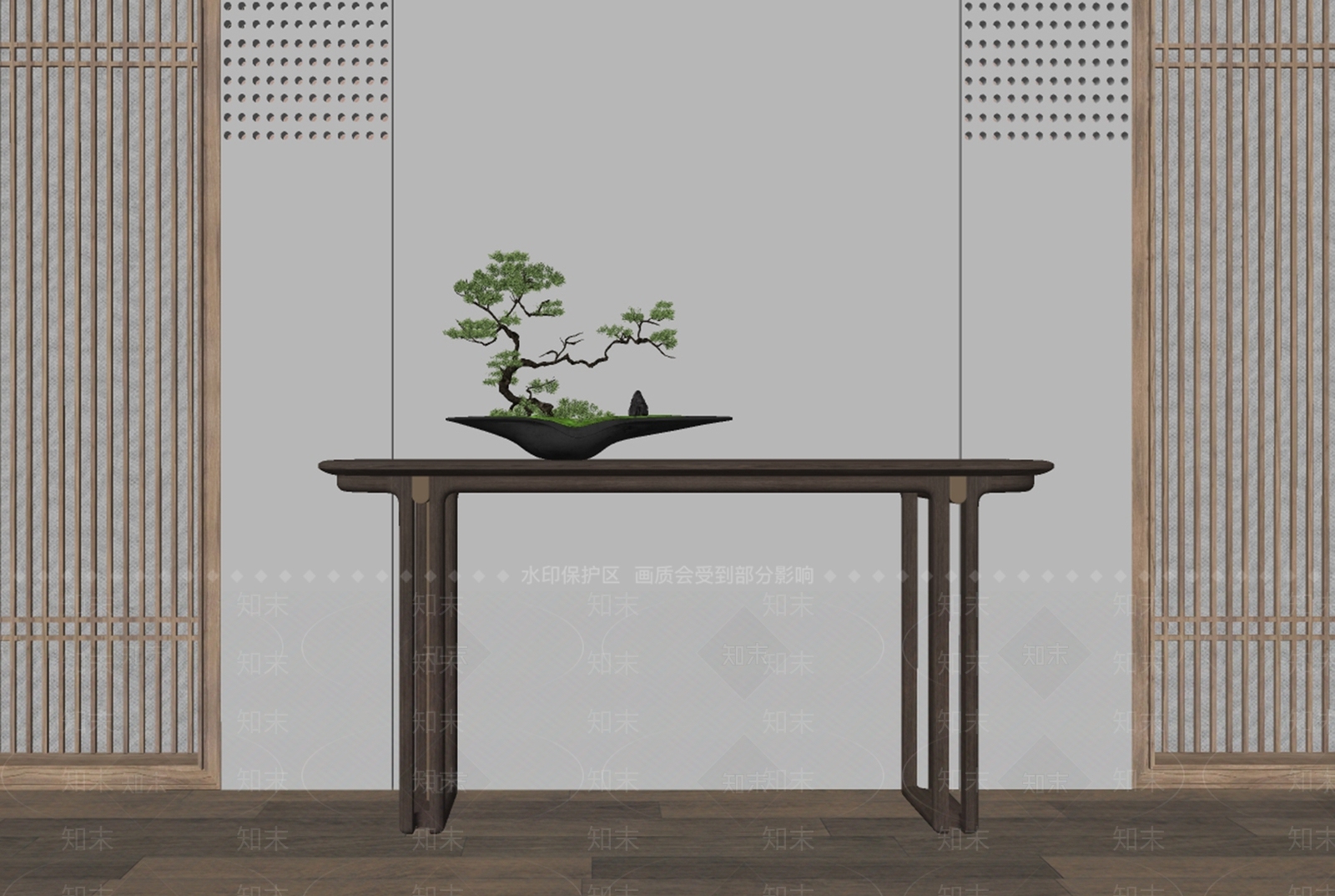 新中式端景条案SU模型下载【ID:1135677034】