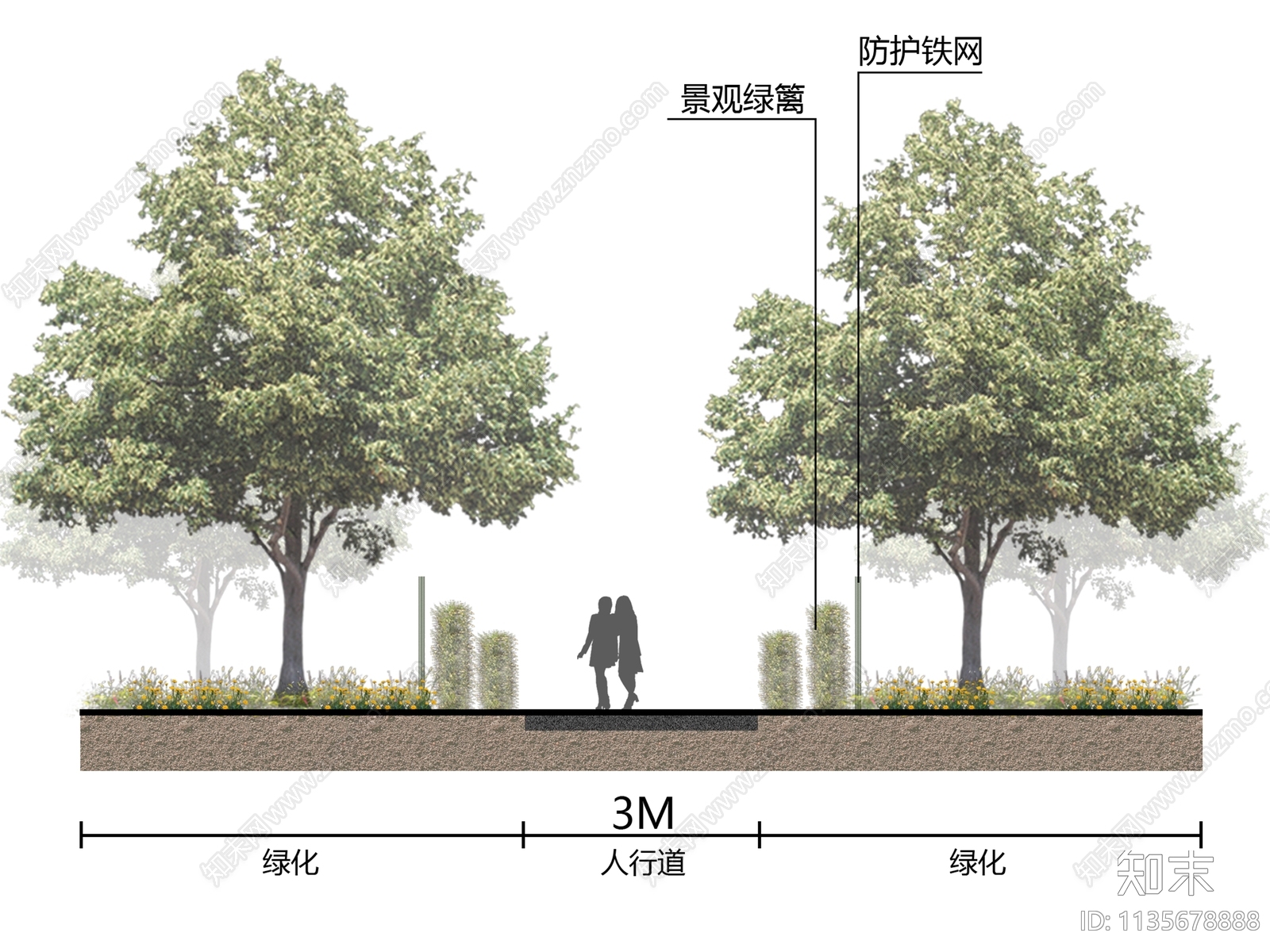 psd免抠园林景观剖立面图下载【ID:1135678888】