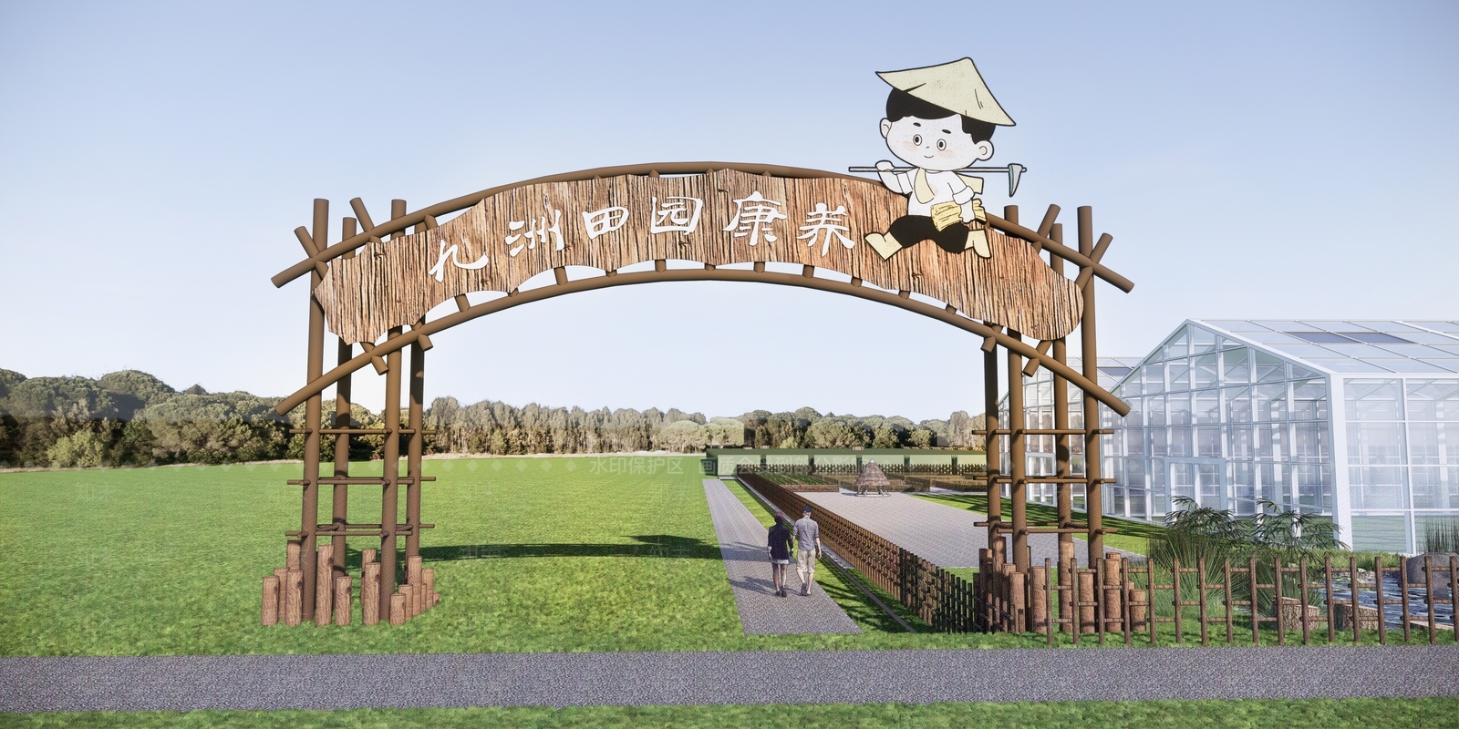 现代乡村农场入口大门SU模型下载【ID:1135686740】