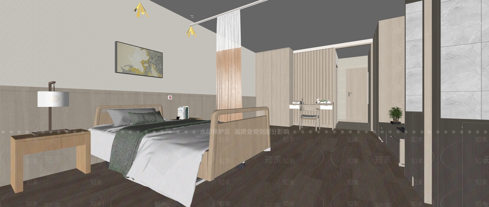现代单人养护间SU模型下载【ID:1135689348】