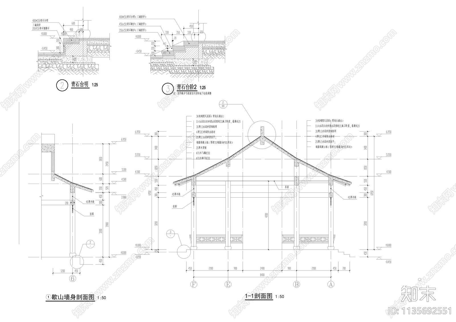 古建水榭连廊亭施工图下载【ID:1135692551】