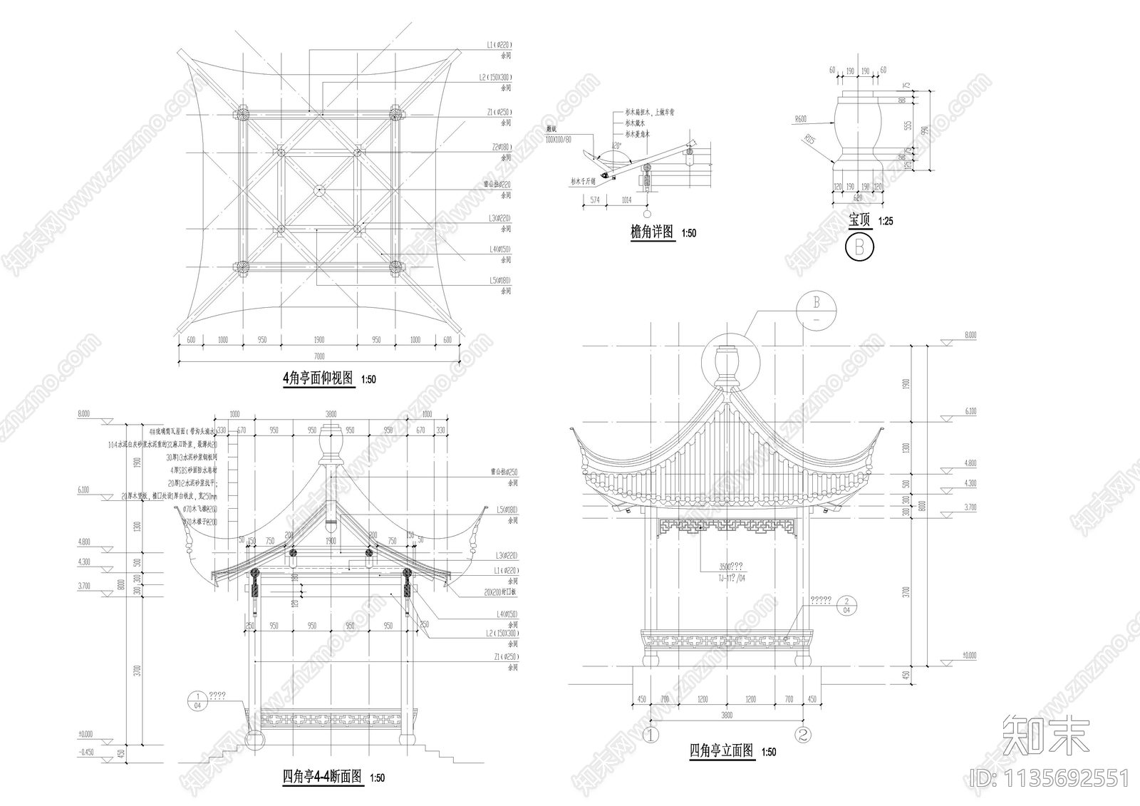 古建水榭连廊亭施工图下载【ID:1135692551】