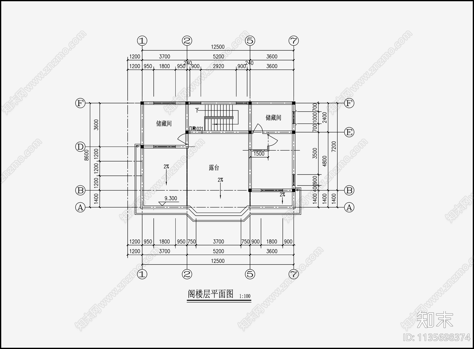 欧式简约别墅设计cad施工图下载【ID:1135698374】