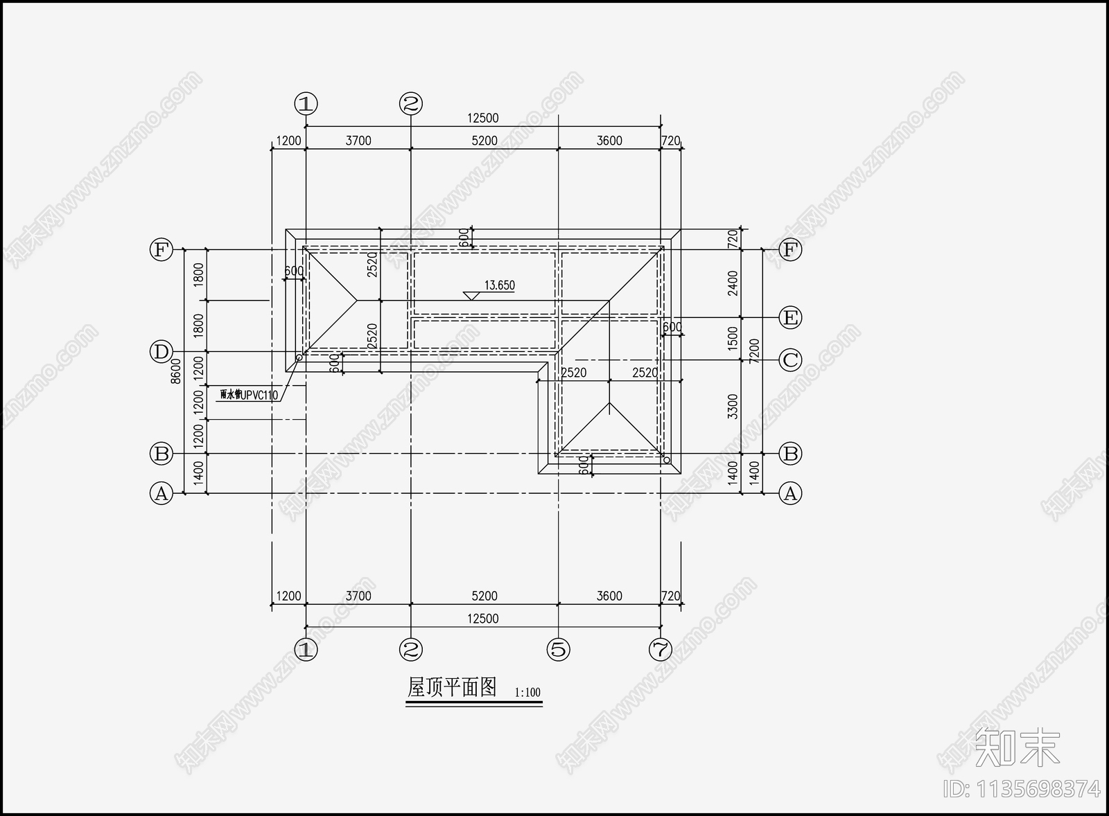 欧式简约别墅设计cad施工图下载【ID:1135698374】