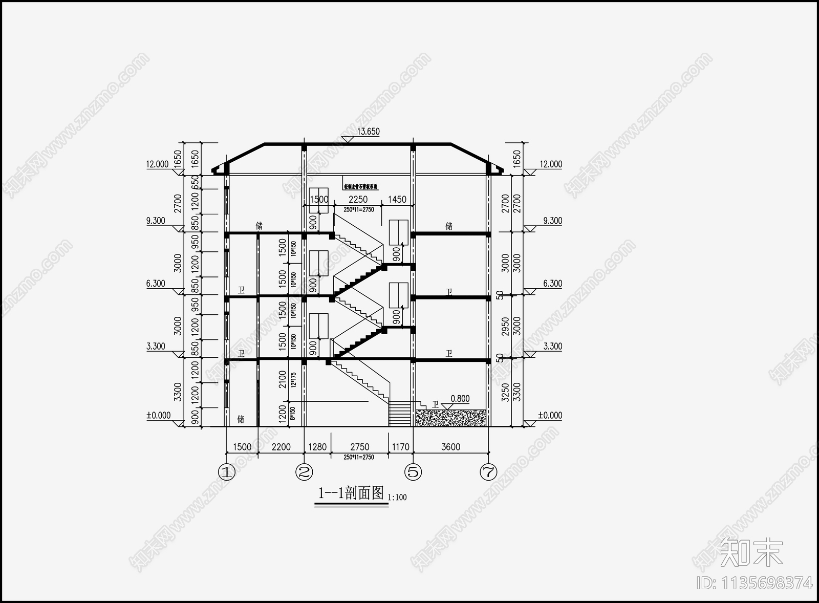 欧式简约别墅设计cad施工图下载【ID:1135698374】