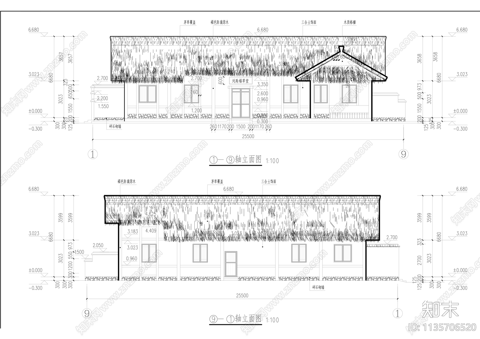 中式纪念馆陈列馆建筑cad施工图下载【ID:1135706520】