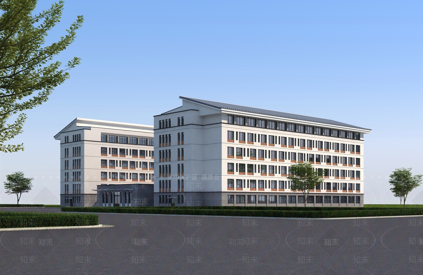 新中式学校建筑SU模型草图