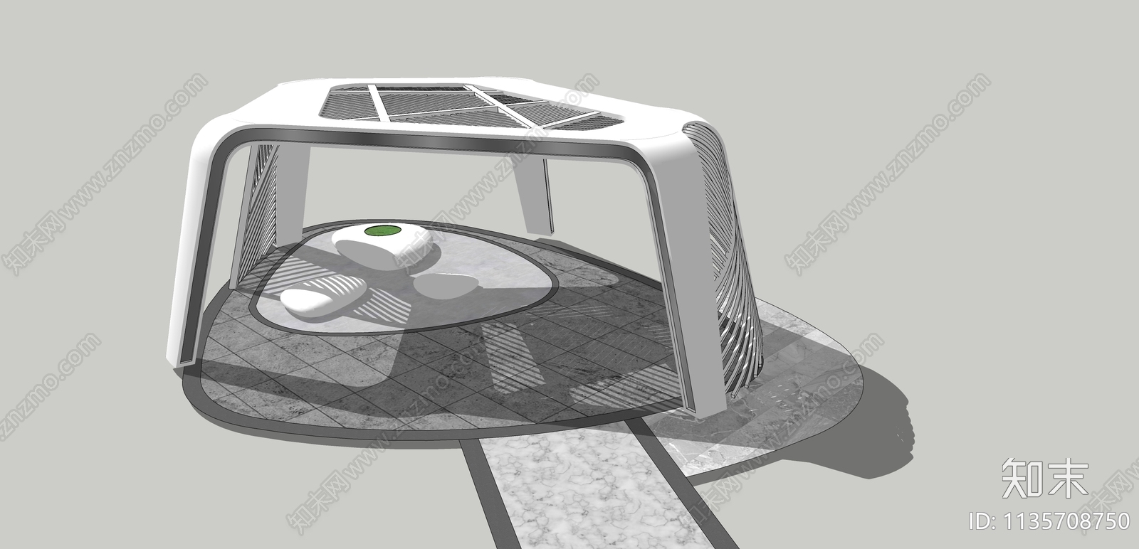 现代休闲亭子SU模型下载【ID:1135708750】
