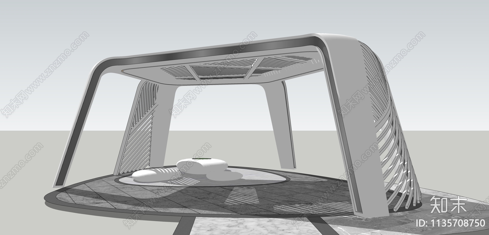 现代休闲亭子SU模型下载【ID:1135708750】