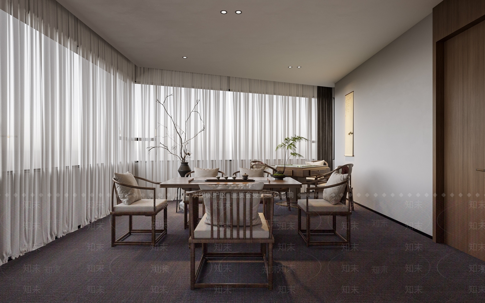 新中式棋牌室SU模型下载【ID:1135718049】