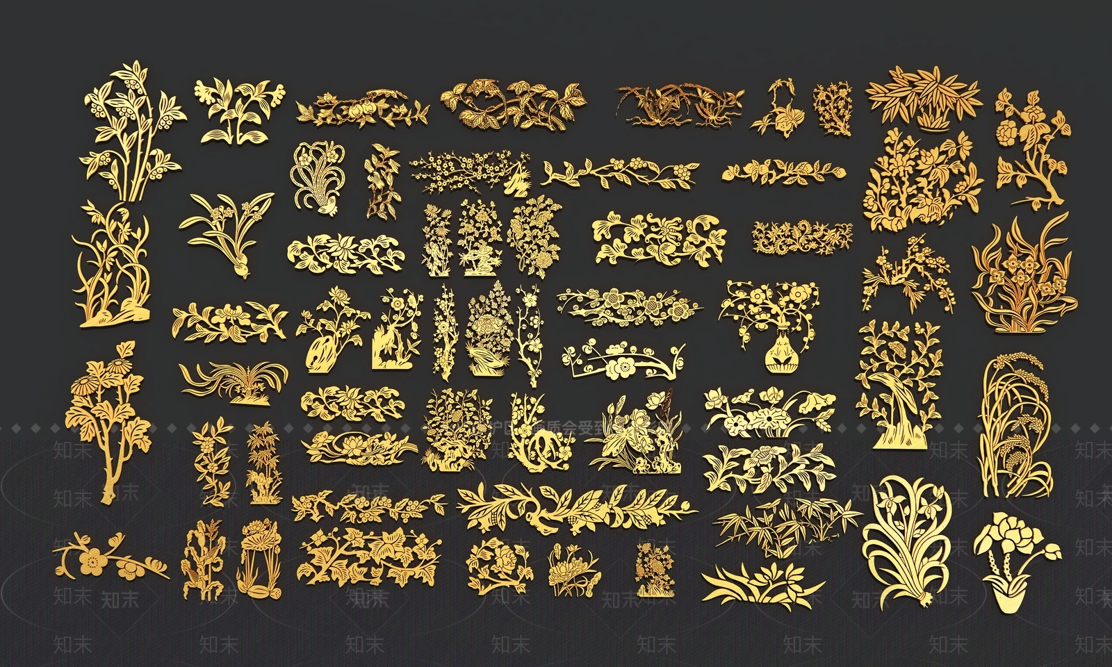 现代植物剪影3D模型下载【ID:1135721142】