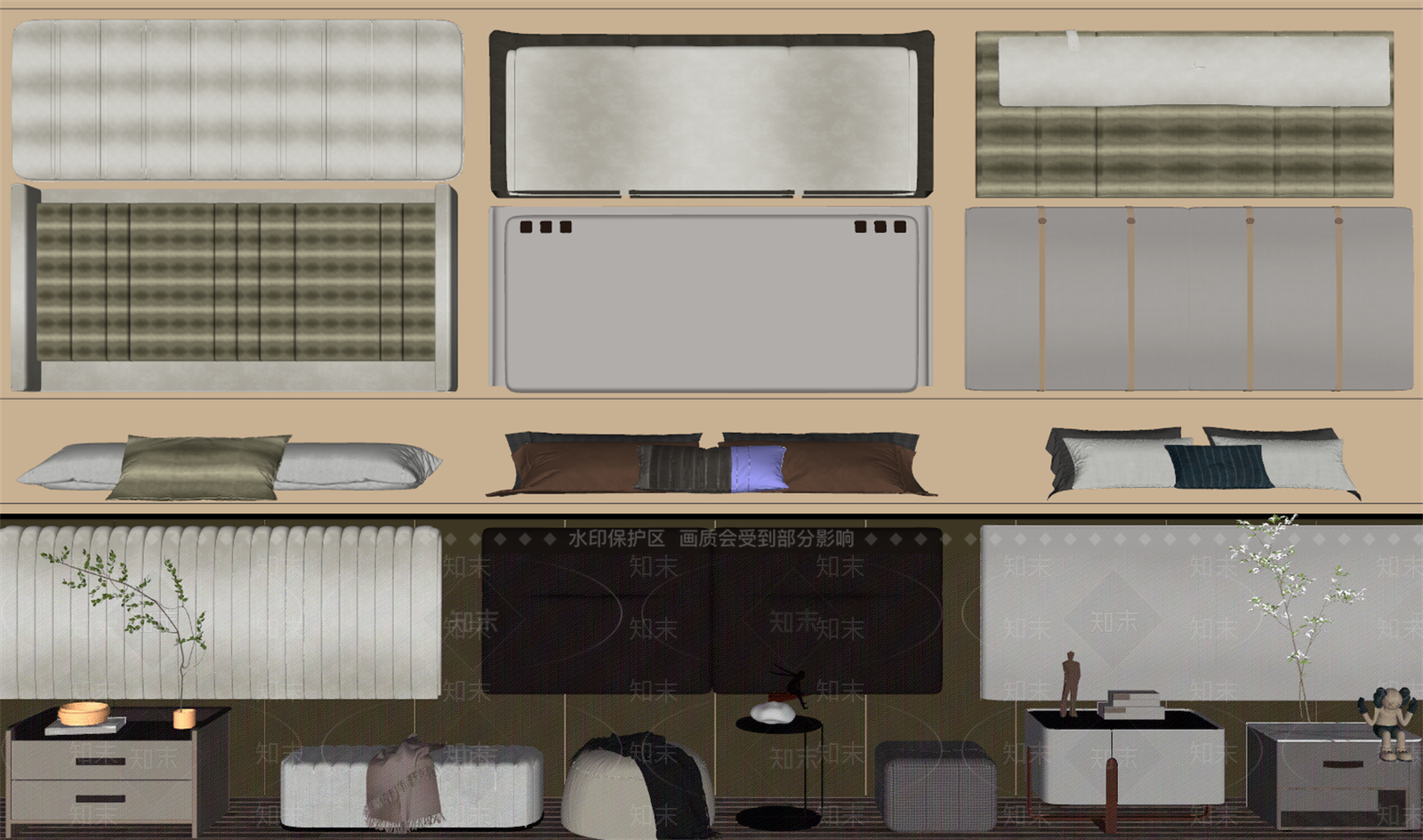 现代床头背靠SU模型下载【ID:1135723084】