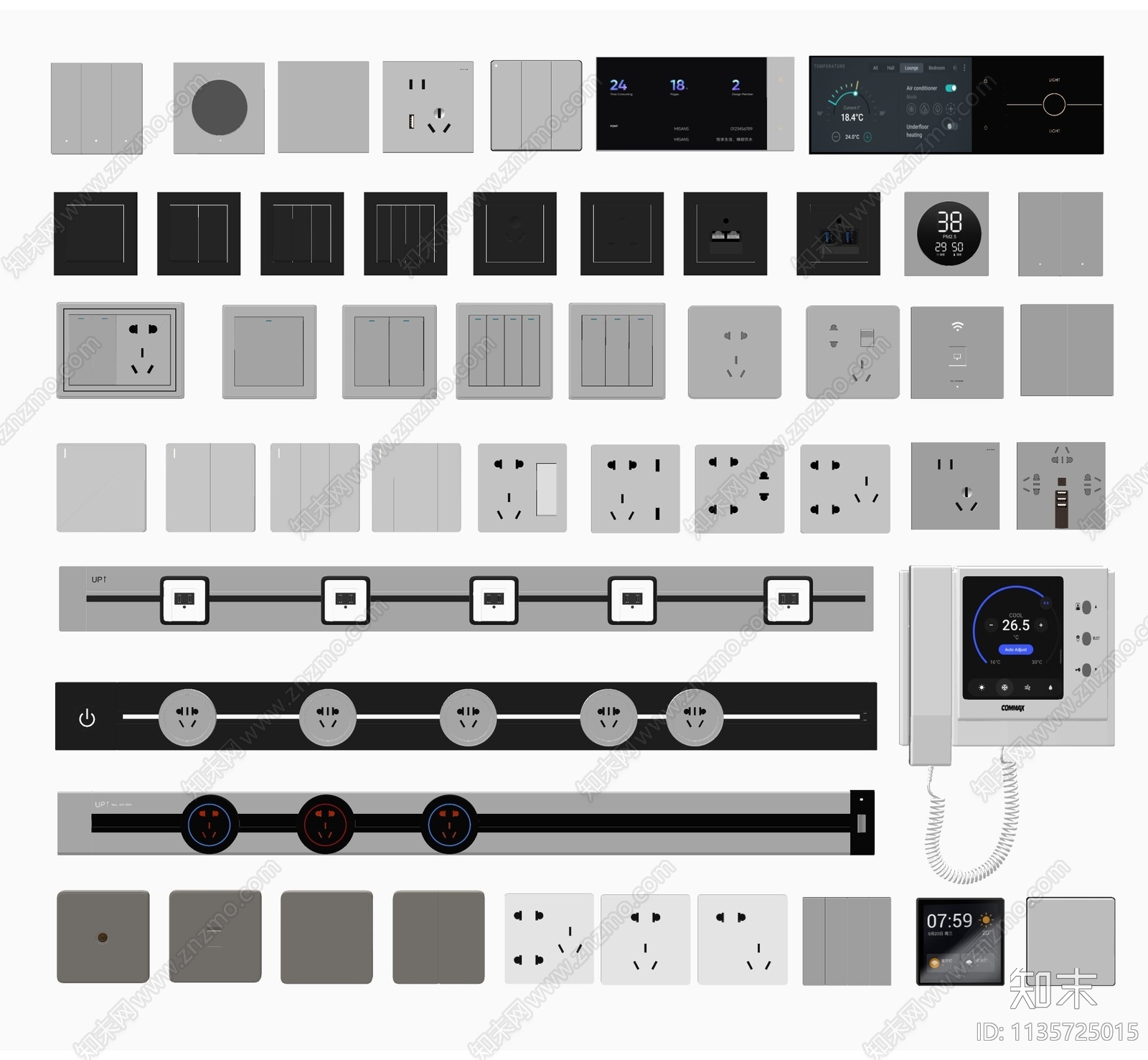 现代开关插座组合SU模型下载【ID:1135725015】