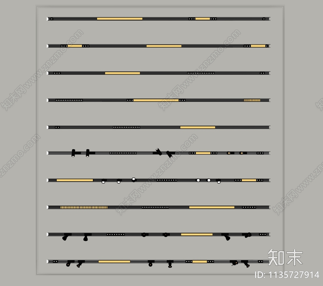 现代磁吸灯格栅灯射灯组合SU模型下载【ID:1135727914】