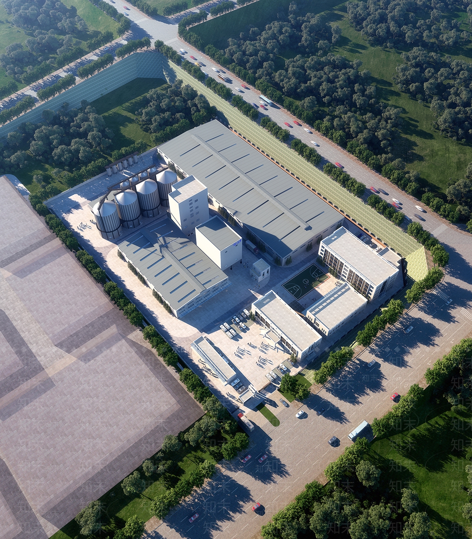 现代工业厂房规划3D模型下载【ID:1135733069】