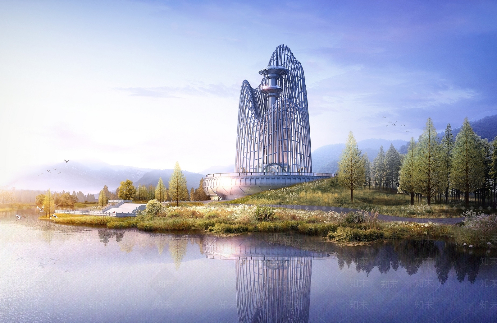 现代标志性钢构景观塔瞭望塔3D模型下载【ID:1135734714】