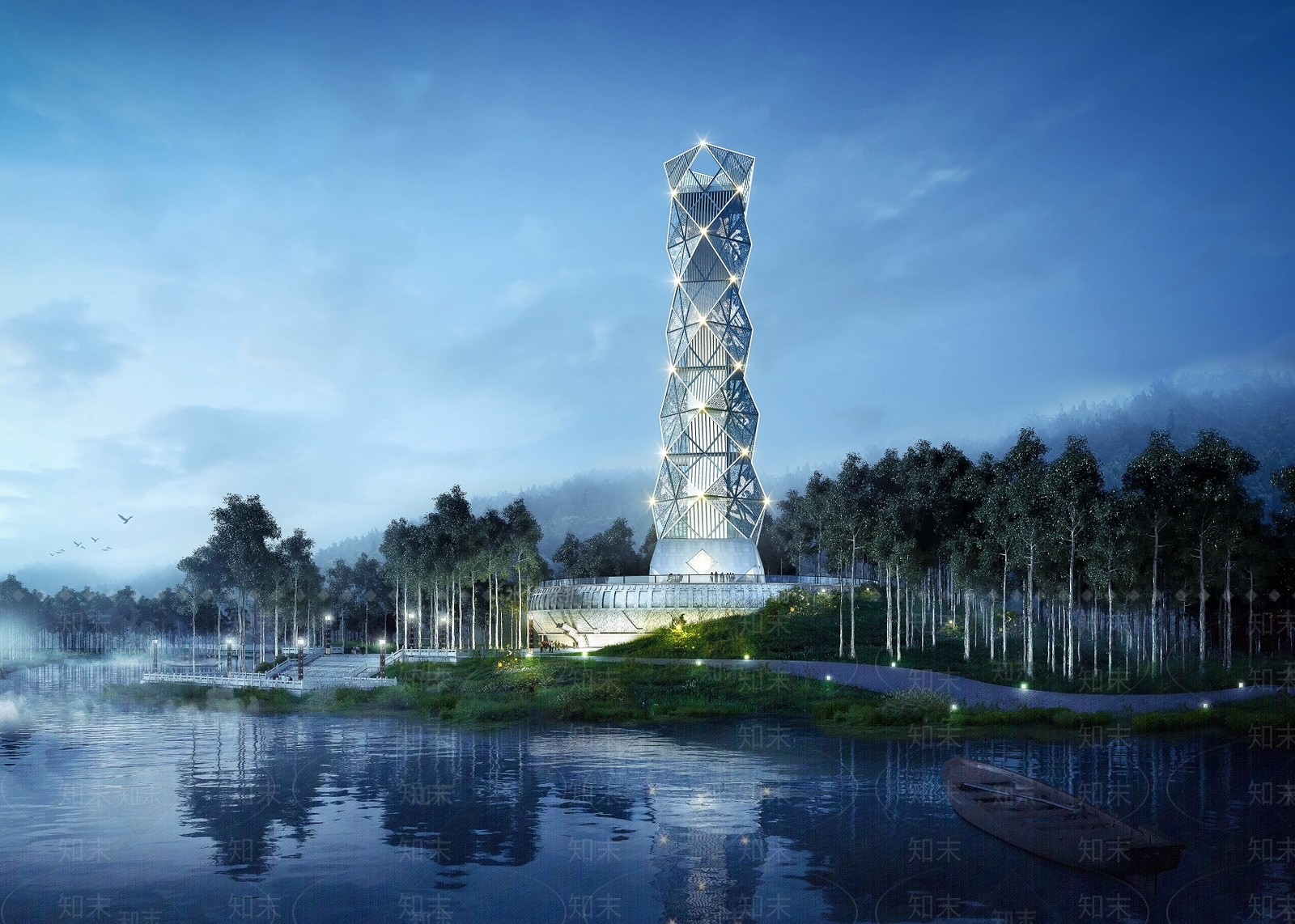 现代观景平台瞭望塔3D模型下载【ID:1135735191】