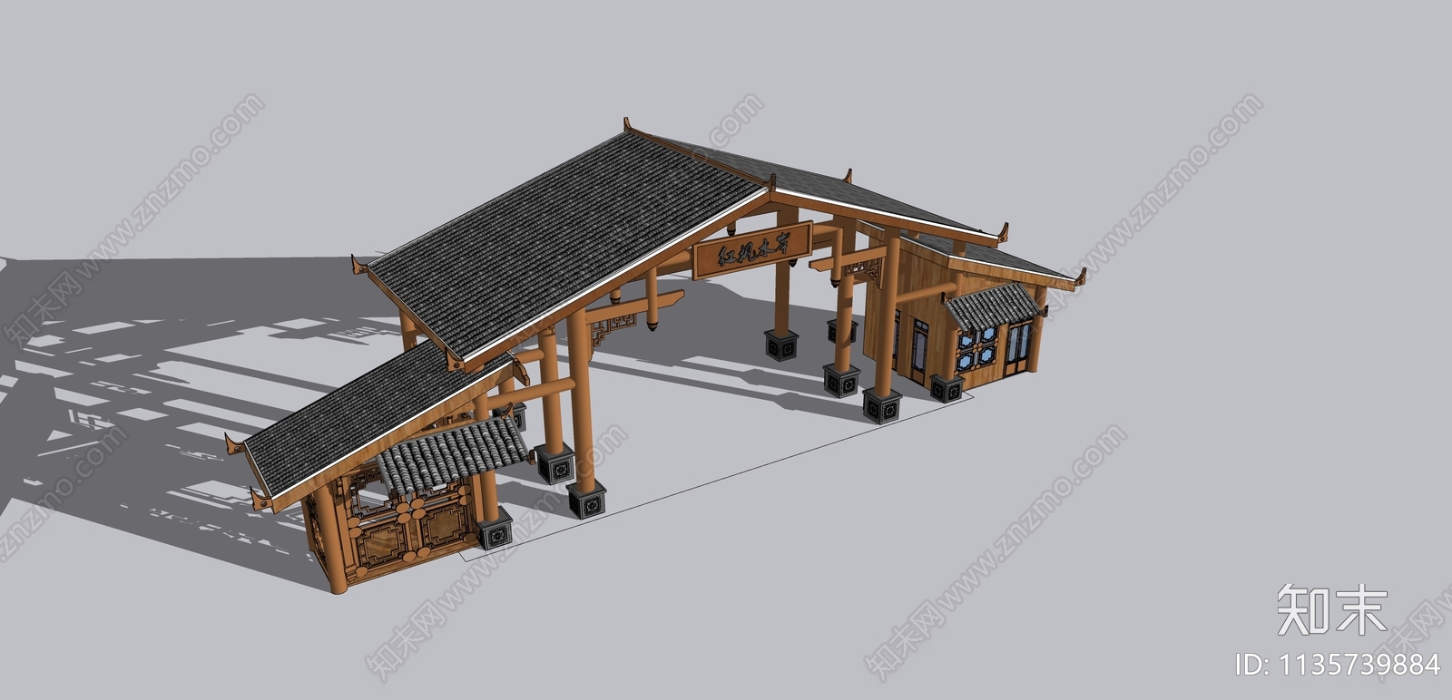 中式牌坊牌楼SU模型下载【ID:1135739884】