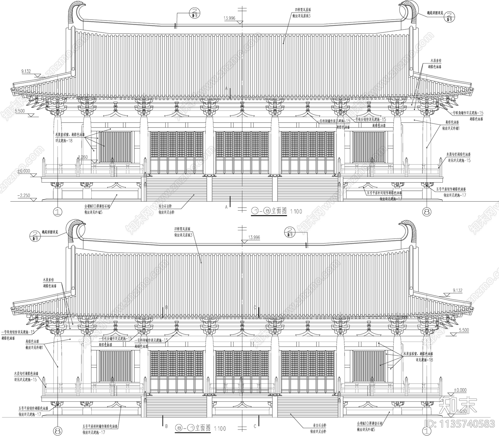 古寺天王殿古建筑cad施工图下载【ID:1135740583】