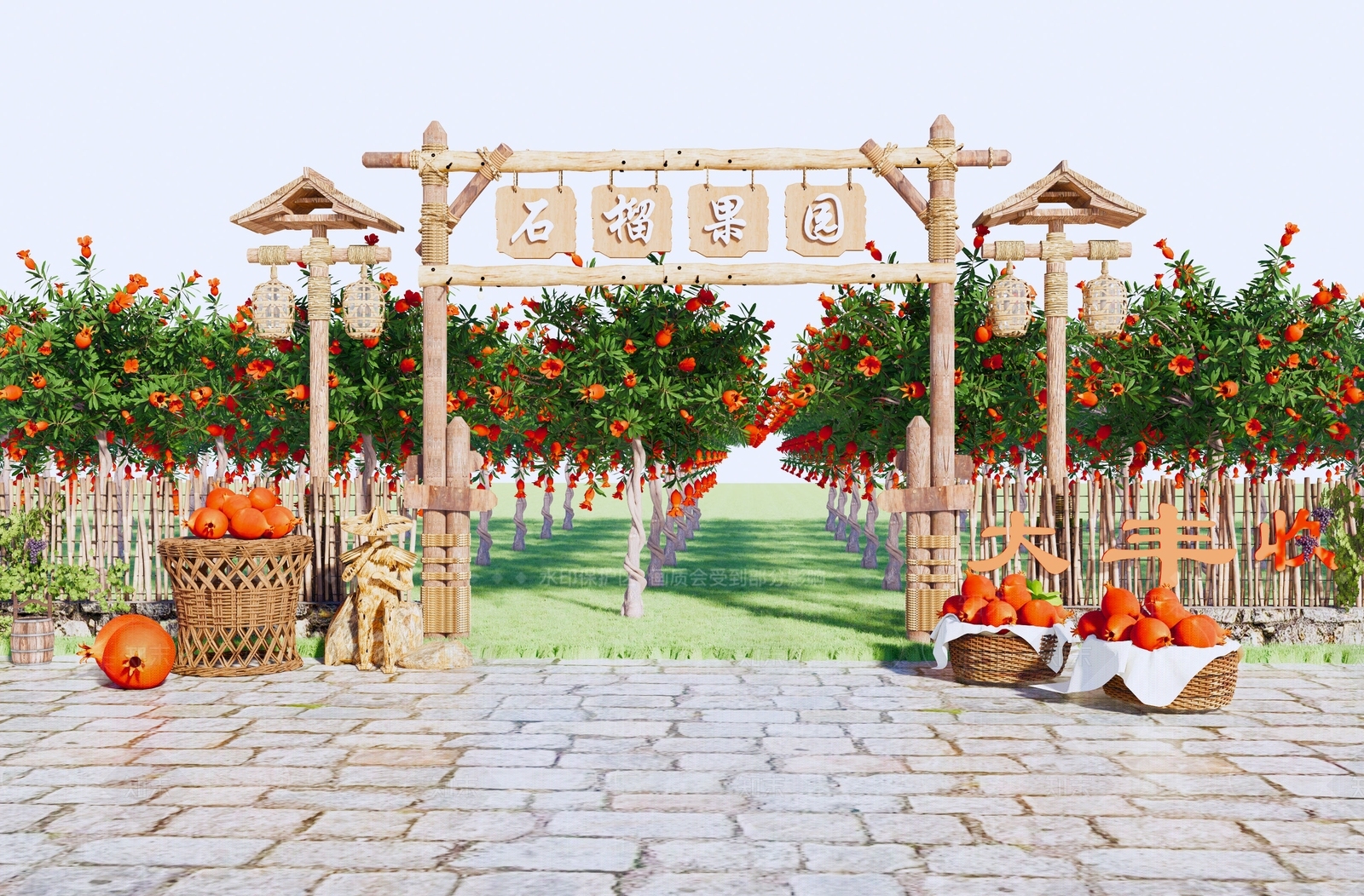 中式乡村公园SU模型下载【ID:1135743617】