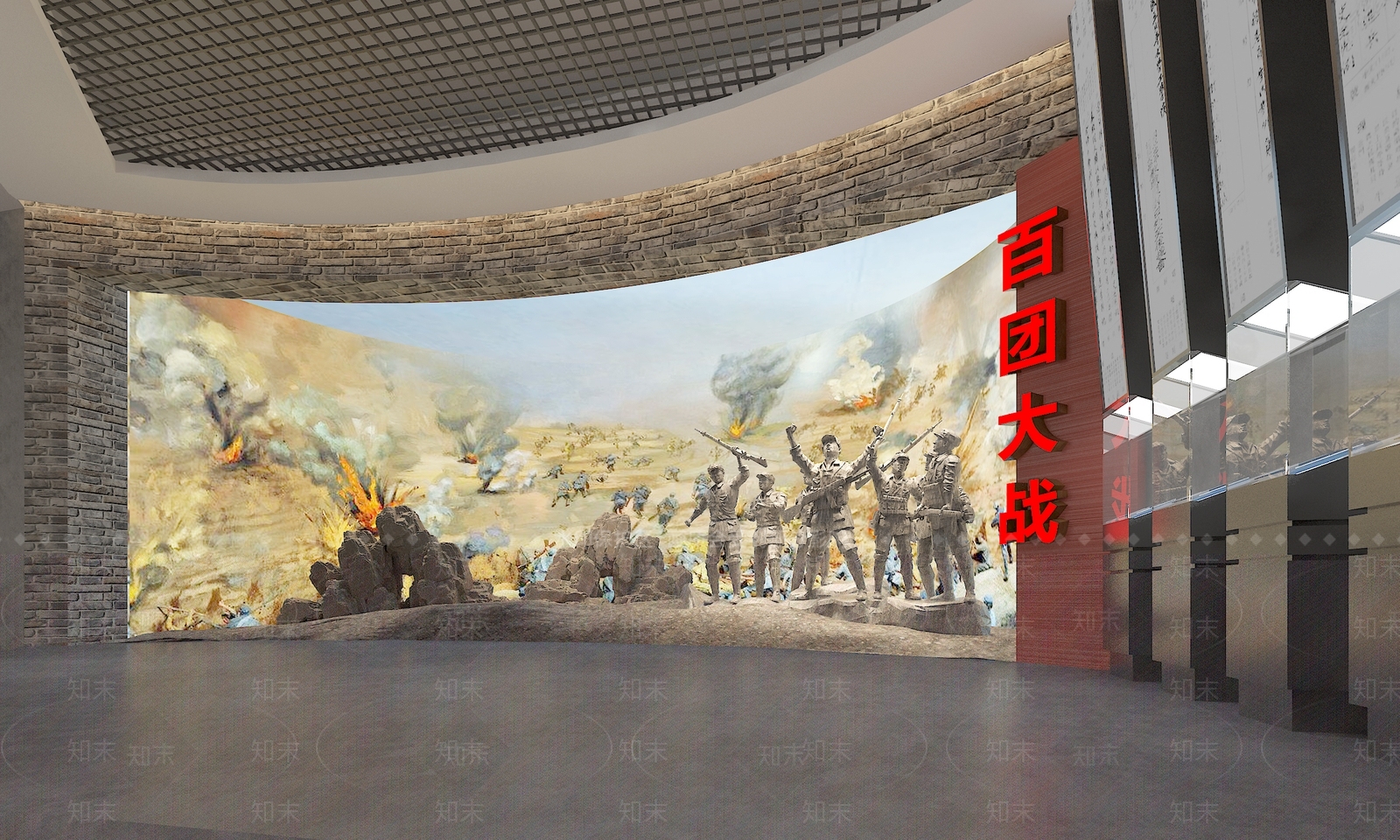 新中式党建展厅SU模型下载【ID:1135745185】