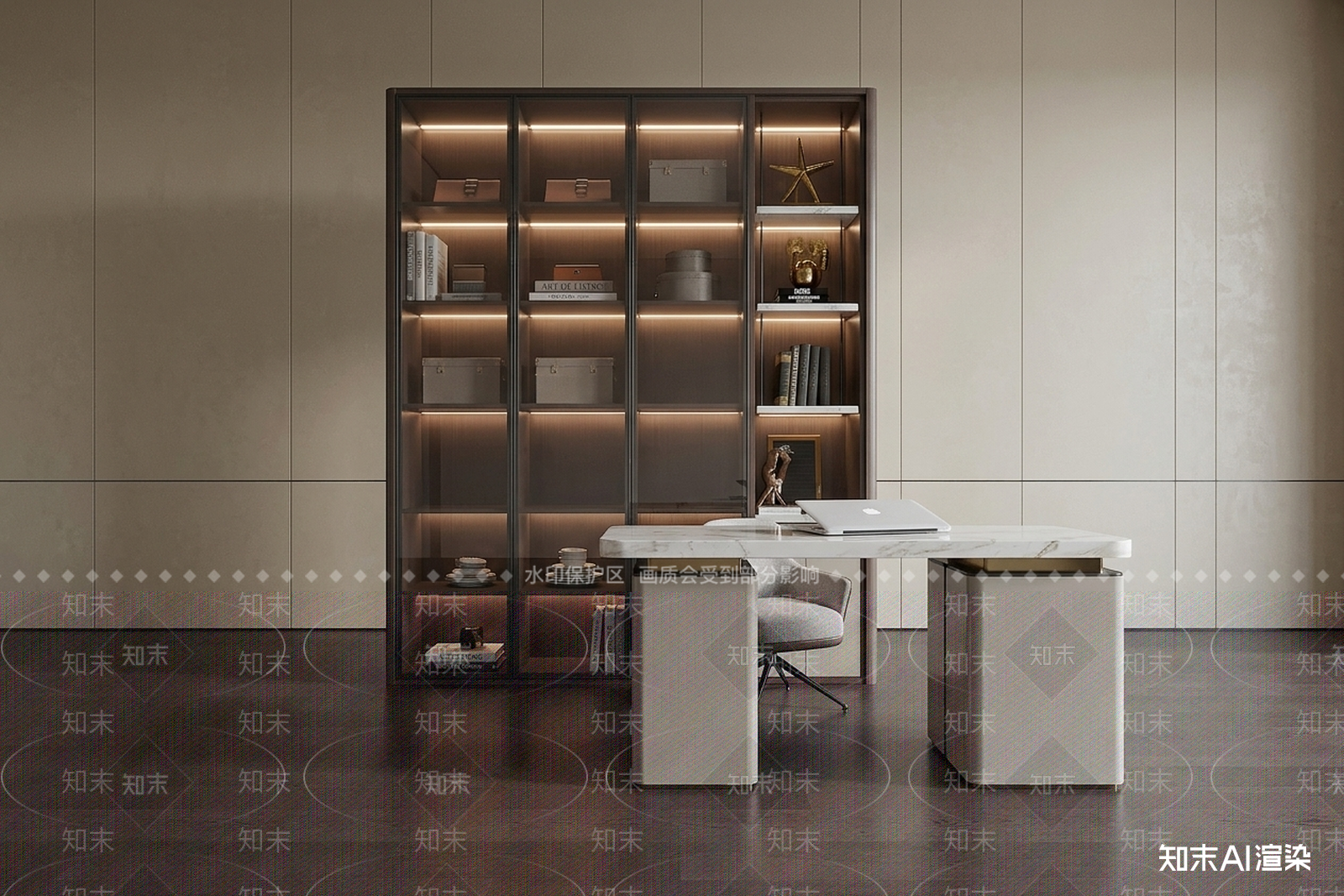 玻璃展示柜办公桌3D模型下载【ID:1227556632】