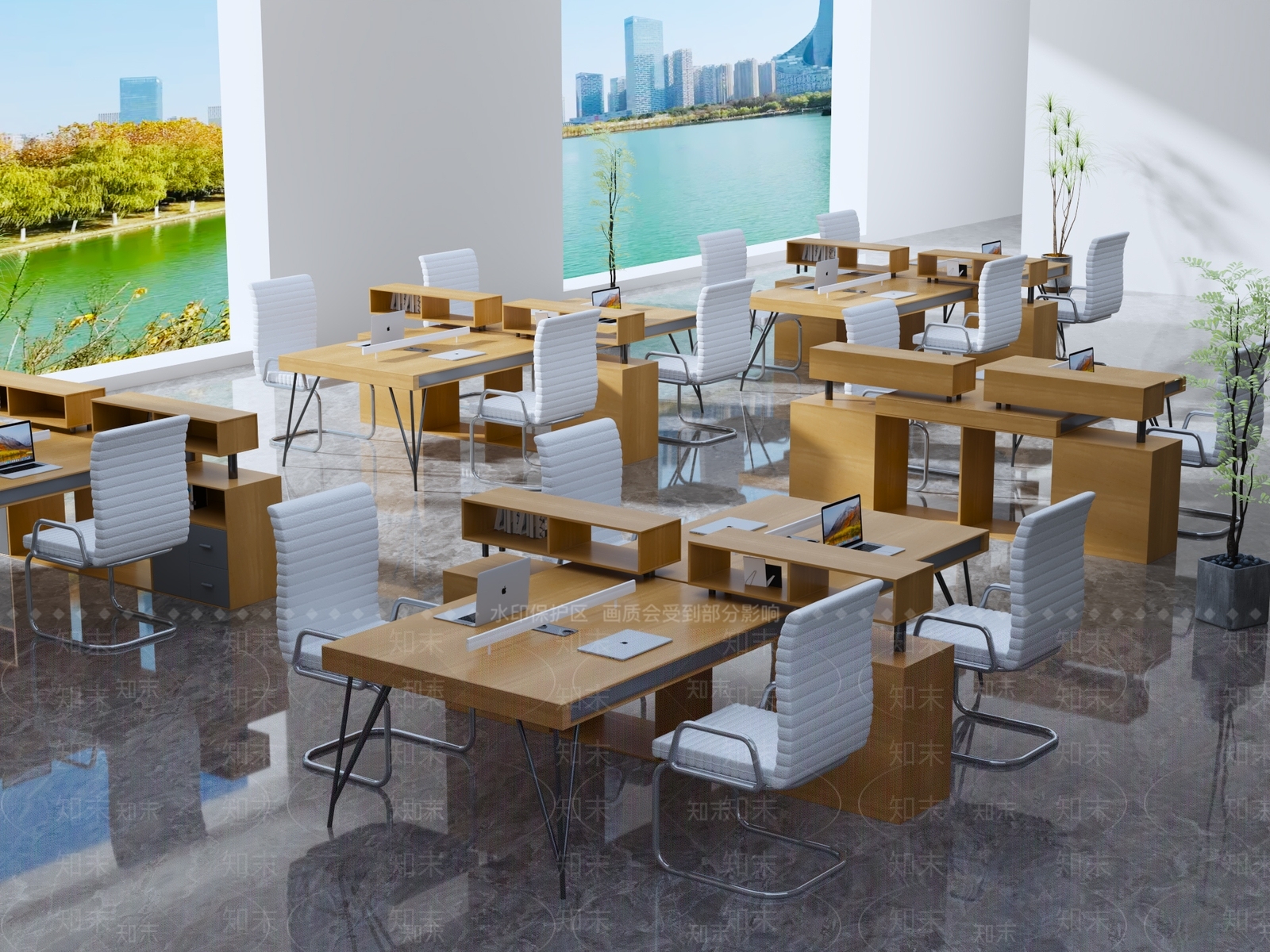 现代办公桌椅组合3D模型下载【ID:1135746989】
