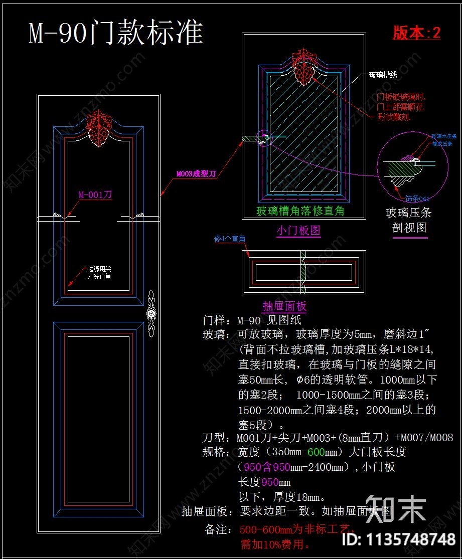 板橱柜柜门角线施工图下载【ID:1135748748】