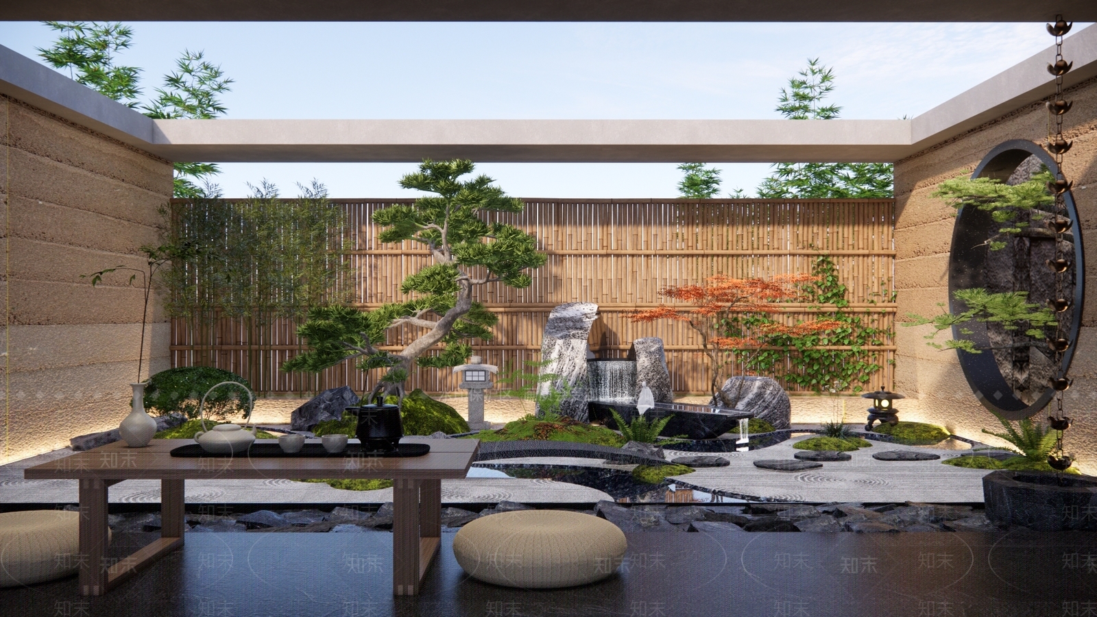 日式枯山水居家庭院3D模型下载【ID:1135750968】_知末3d模型网